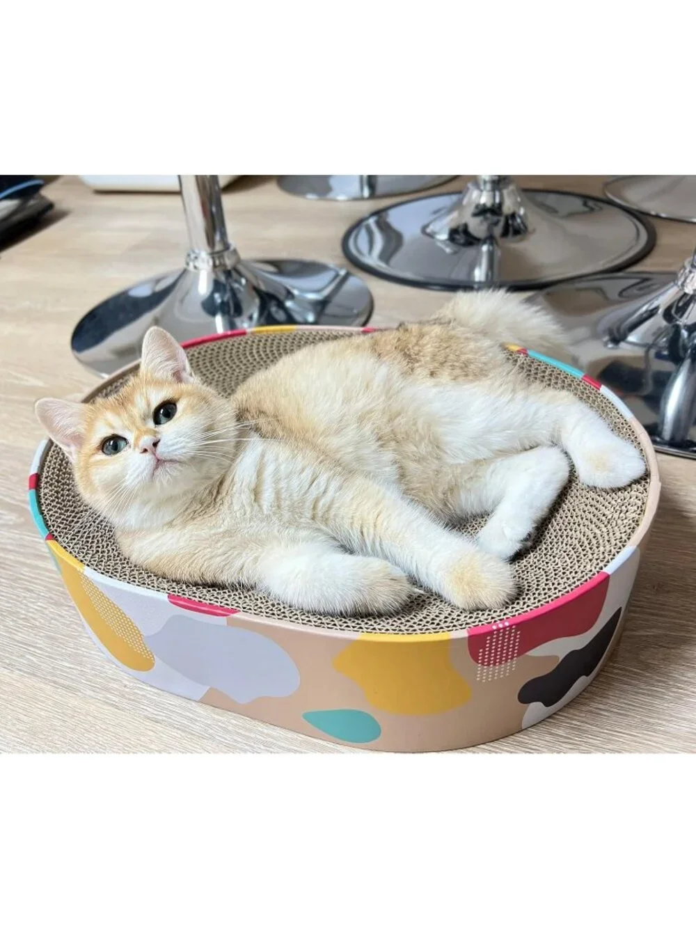 New Oval Cat Scratcher Lounge Bed Durable Scratch Pad for Large Cats